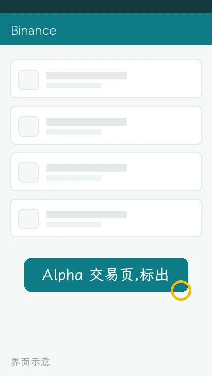 Alpha 交易页,标出预计到手数量(界面示意)