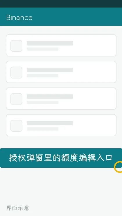 授权弹窗里的额度编辑入口(界面示意)