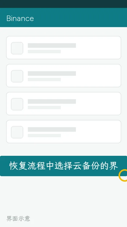恢复流程中选择云备份的界面(界面示意)